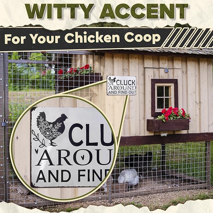 Rustic Chicken Coop Sign – Metal Rooster Decor for Barn or Kitchen, Farmhouse Tin Sign 8 x 12 inch, Country Farm Decorations, Vintage Chicken Wall Art