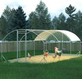 Large Metal Chicken Coop, Walk-in Chicken Run Pen with Waterproof Anti-UV Cover, Dome Roof Poultry Cage for Outdoor, Backyard, Farm (9.84'L x 19.68'W x 6.56' H)