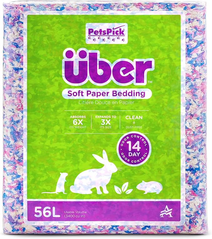 PETSPICK Uber Soft Paper Pet Bedding for Small Animals, Confetti, 56L