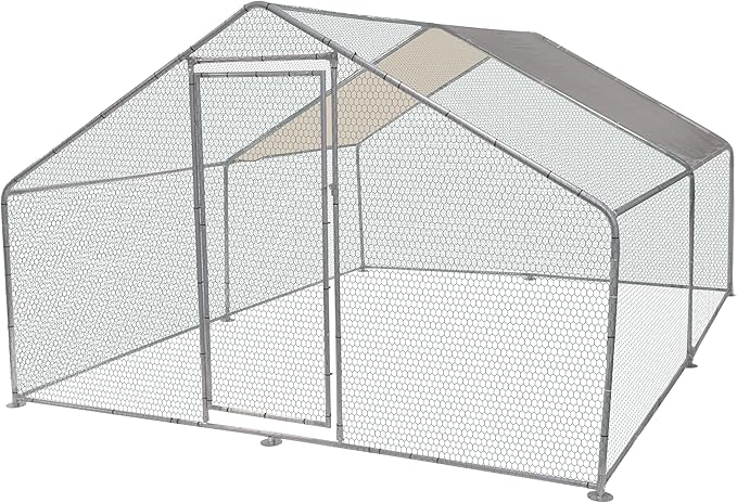 Chicken Coop - Large 13x9x6-Foot Chicken Run with Waterproof Cover and Lockable Door - Metal Chicken Coop for Ducks, Geese, or Rabbits by Pure Garden