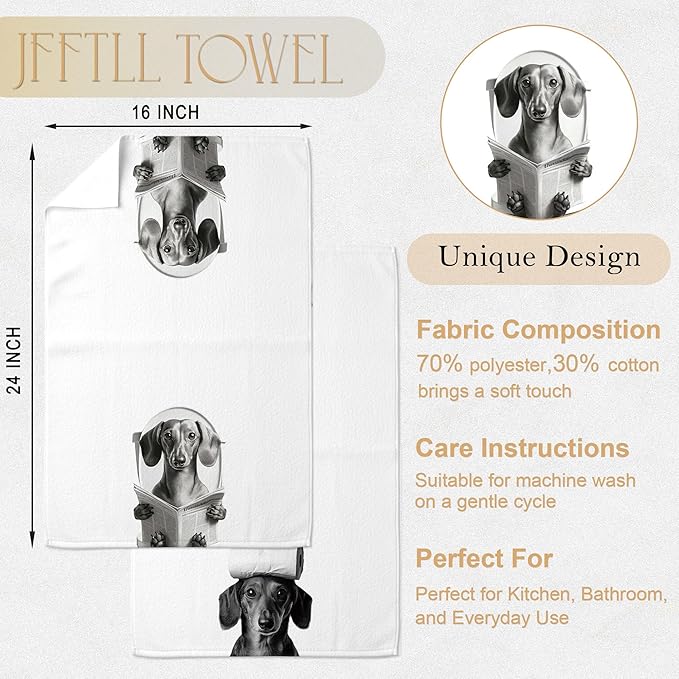 Dachshund Gifts Bathroom Hand Towels, Weiner Dog Gifts for Women Hand Towels for Bathroom, Gifts for Dachshund Lovers, Weiner Dog Decor, 16x24 Inch Set of 2（Upgraded Fabric）
