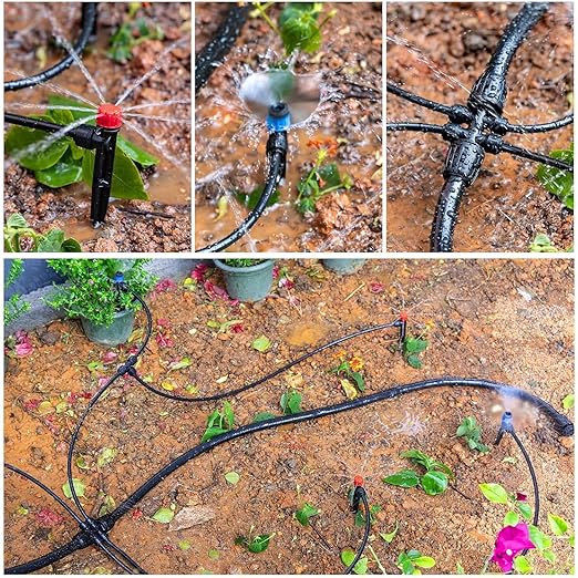 177FT Drip Irrigation Kit – 2026 New Quick-Connect Micro Irrigation System with 46FT 1/2'' Tubing, Locking Nozzle Emitters, Adjustable Misting Sprayers for Gardens, Lawns, Raised Beds and Greenhouses