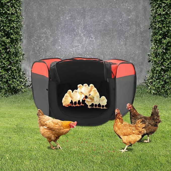 Foldable Brooder Box,Portable Baby Chicken Coop with Double Door and Zippered Cover,Chicken Brooder Box for Newborn Chicks,Ducks and Geese