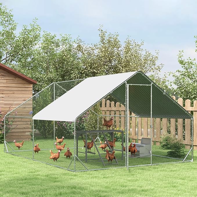 PawHut Chicken Activity Play with Swing Set for 3–4 Birds, Wooden Chicken Coop Accessory with Multiple Perches & Hen Ladder, Gray