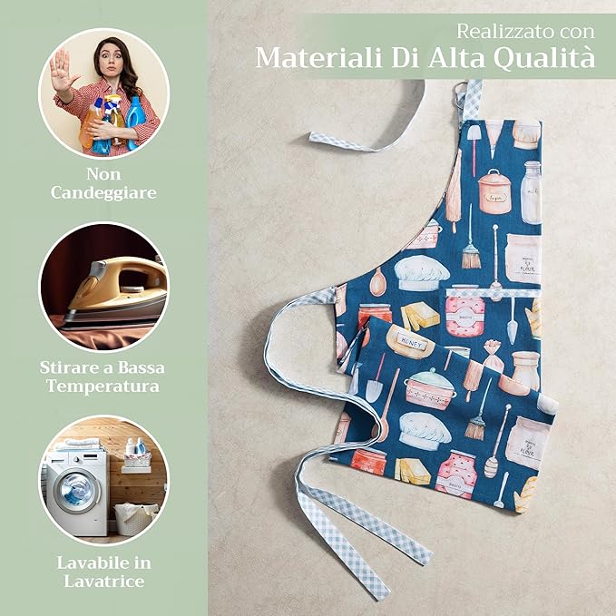 Maison d' Hermine 100% Cotton Apron for women with Pocket Kitchen Chef Apron for Men Cooking Easter Decorations