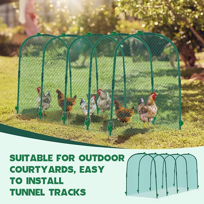 Large Chicken Tunnel Coop Run, 157 × 31.5 x 25.5 Inch, Easy to Install Green Yard Poultry Tunnel for Outdoor Yard, Ideal for Chickens, Ducks, Rabbits, and Small Animals