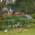 GarveeLife Metal Chicken Coop with Waterproof and Anti-UV Cover, Chicken Run for Yard with 3 Doors, Poultry Cage for Rabbit Duck Goose, 120 in x40 in x40 in, Silver