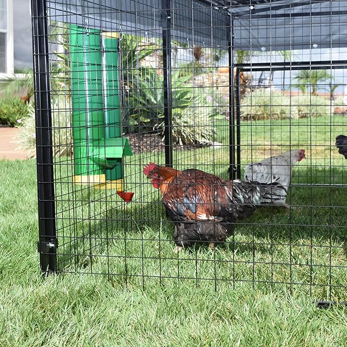 Rugged Ranch 2-Gallon Poultry Waterer & 10-Lb Feeder Combo for Chicken Coops, Green - Outside-Mount Design, Weather-Resistant, Easy Refill Access & Rain Shield to Help Keep Feed Dry