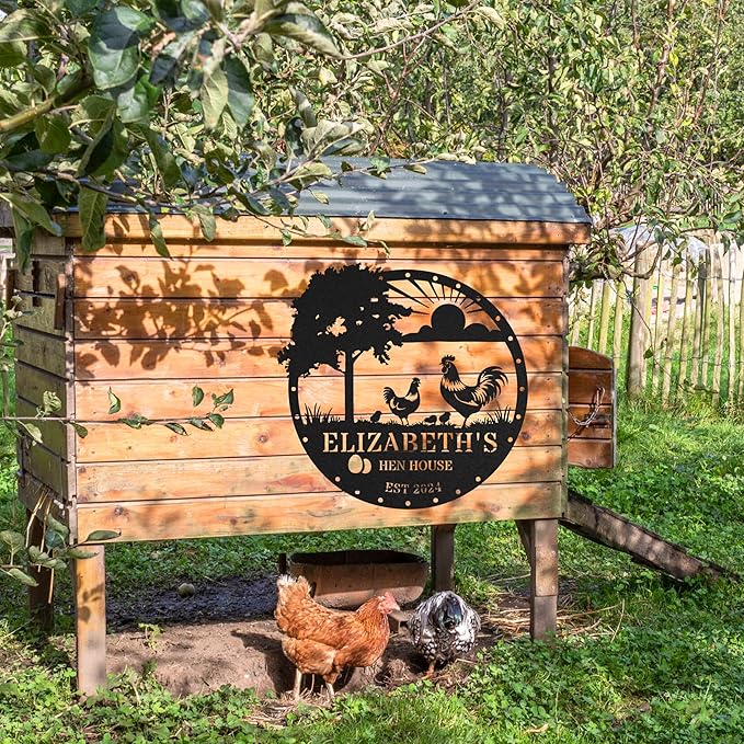 Personalized Chicken Coop Metal Sign, Rustic Farmhouse Wall Decor, Custom Hen House Sign, Handmade Gift for Chicken Lovers