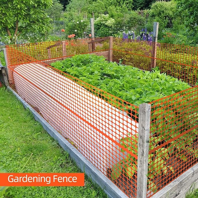 Ohuhu Plastic Garden Fence Safety Fence, 4'x100'/15LB Heavy Duty Reusable Netting Plastic Mesh Fence Roll, Temporary Fencing for Animal Barrier Pool Fence Snow Fencing for Poultry Rabbits Chicken Dogs
