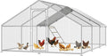 Large Metal Chicken Coop Run with Roosting Perch, Outdoor Waterproof & UV-Resistant Cover for Chickens, Ducks, Rabbits, and Hens in Yard or Farm Use Spire Roof (13.1'Wx19.7'Lx 6.5'H)