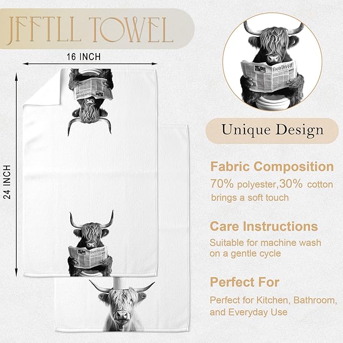 Cow Bathroom Decorative Towels - Cow Gifts Hand Towel, Funny Cows Decorative Hand Towels for Bathroom, 16x24 Inch Set of 2（Upgraded Fabric）