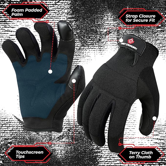 1 Pair Heavy Duty Mechanic Work Gloves for Men & Women – Synthetic Leather Safety Gloves, Puncture Resistant, Durable Utility Gloves for Automotive, Construction, Yard Work & Landscaping (XL)