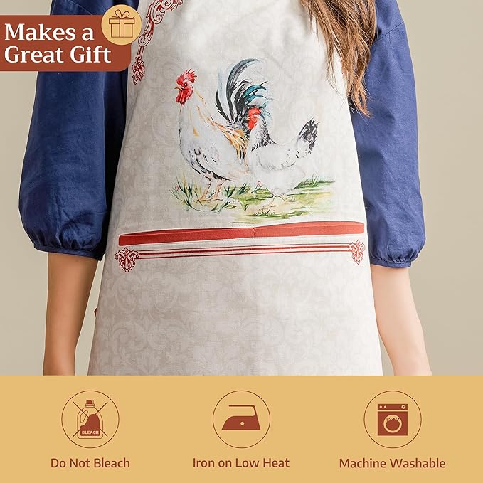 Maison d' Hermine 100% Cotton Apron for women with Pocket Kitchen Chef Apron for Men Cooking Easter Decorations