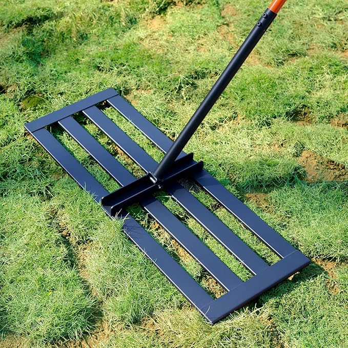 Lawn Leveling Rake, 30''x10'' Leveling Rake, 78 inch Handle Length, Stainless Steel, Adjustable Handle for Backyard, Garden, Golf Course, Farm ＆ Pasture, Professional Lawn Care Tool
