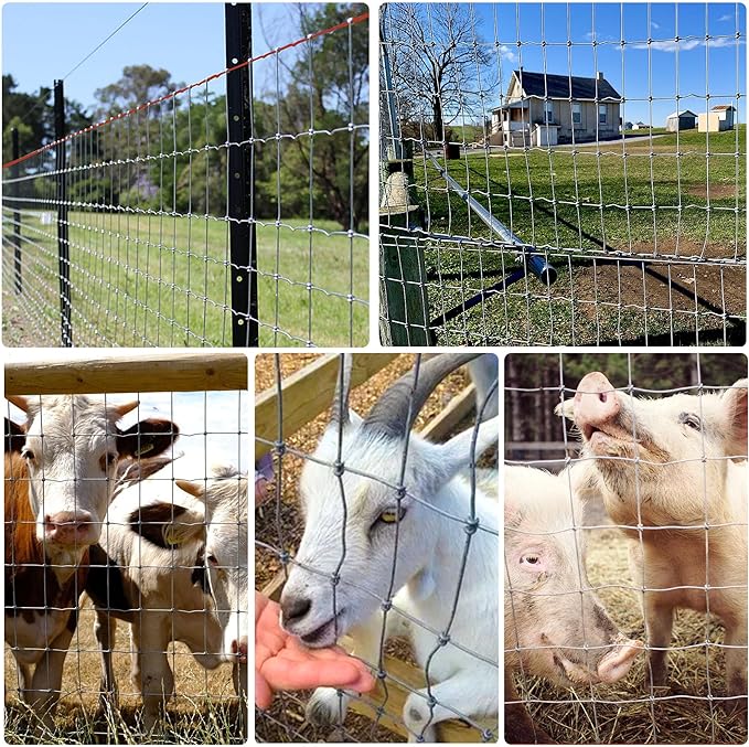 4x100ft Heavy Duty Horse Fence, 2x4 Inch Mesh, Rust-Resistant Metal Wire Farm Fencing for Livestock, Pasture, Garden, and Animal Containment
