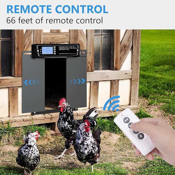 Automatic Chicken Coop Door with Timer & Light Sensor，5000mAh Battery & 3.7W Solar Panel，Anti-Pinch Auto coop Door, Weatherproof for Backyard Chicken Coop (Gray)