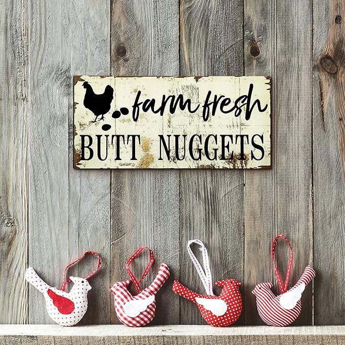 Farm Fresh Chicken Wall Decor Chicken Coop Sign Accessories Rustic Hen House Deco Farmhouse Wooden Door Decoration for Home Kitchen Decoration(Vintage Color)