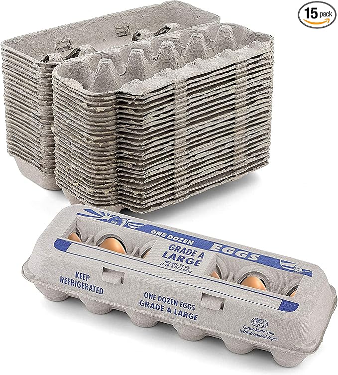 MT Products Printed Empty Egg Cartons Holds 12 Eggs - Cardboard Crate for Eggs (Pack of 15) - Made in USA