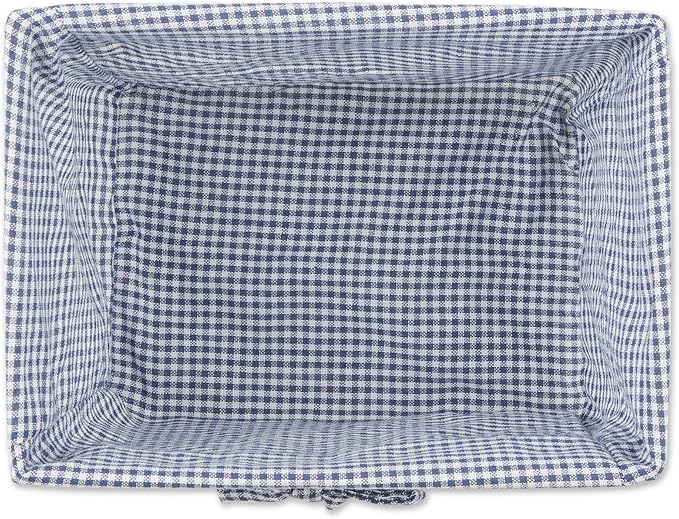 DII Farmhouse Chicken Wire Storage Baskets with Liner, Medium, Antique French Blue Gingham Check, 11x7.88x7", 2 Piece