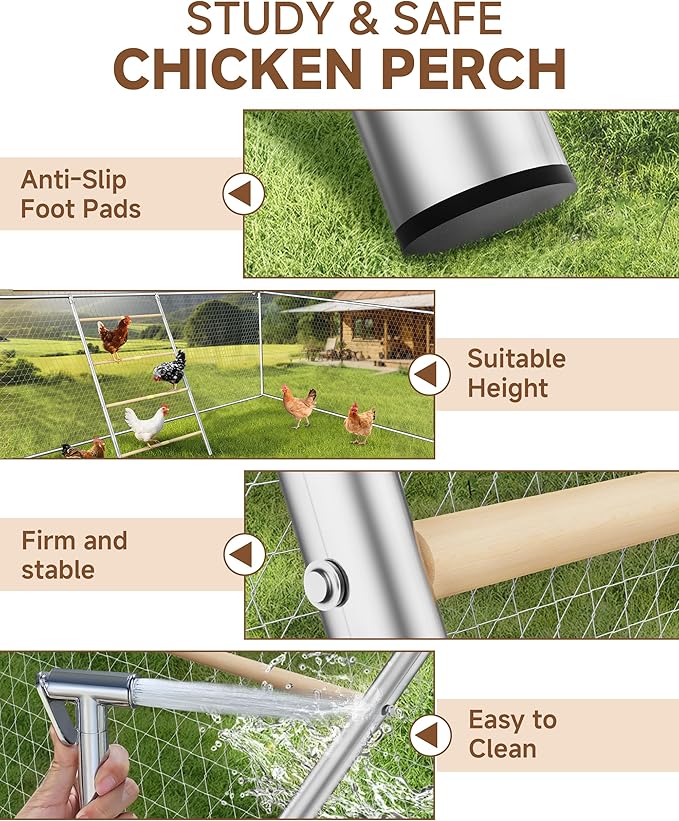 Stainless Steel Chicken Roosting Bars for Coop, 55" L x 31" W Roosting Bars for Chickens in Coop, Chicken Ladder Toys, Farm Chicken Coop Accessories for Backyard Poultry, Chicks
