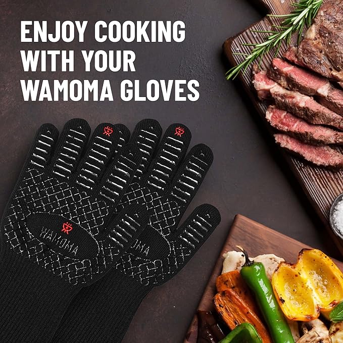 Small Heat Resistant Grilling Gloves for Women - Heat & Fire Proof Gloves for BBQ with Silicone & Cotton Lining | Barbeque, Kitchen, Baking, Oven Gloves for Meat Handling