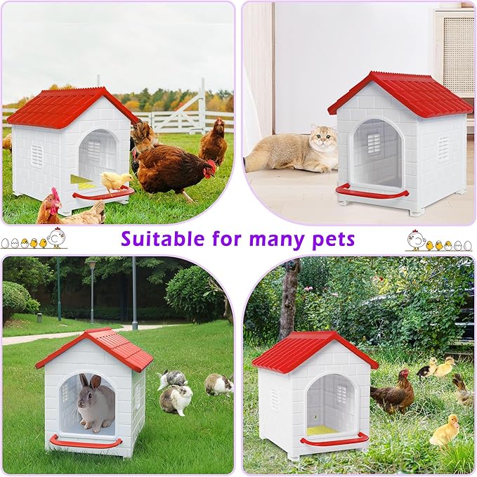 Chicken Nesting Box, 100% Waterproof Hens Nesting Box for Laying Eggs for Hens, Ducks and Poultry, Large Signle Compartment Chicken Nesting Boxs Indoor & Outdoor (Red)