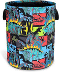 Dinosaur Cartoon Laundry Basket Oxford Cloth Funny Laundry Hamper With Handle Foldable Portable Clothes Storage Basket 18.9 X 16.5 In Storage Bag For Laundry Room/Bathroom/Bedroom/Dormitories