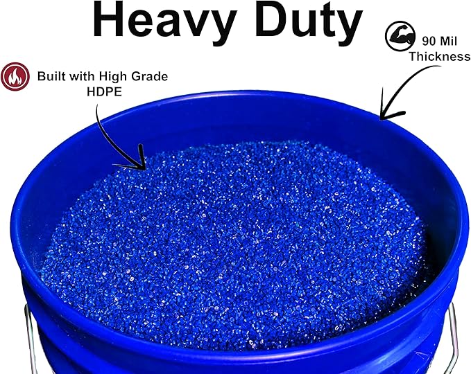5-Gallon Bucket with Airtight Lid – Made in USA, Food Grade BPA Free Plastic, Heavy Duty Multi-Use, Metal Handle with Grip, Stackable Storage – Blue, 1 Pack