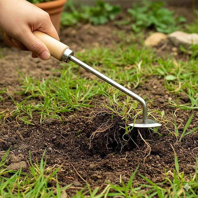 Manual Weed Remover Tool, Deweeder Hand Tool for Lawn and Garden, Upgrade 2026 Pulling Uprooting Weeding 3 Tooth Puller, Stainless Steel Weeder for Gardening Backyard Farm Plant, Durable Wooden Handle