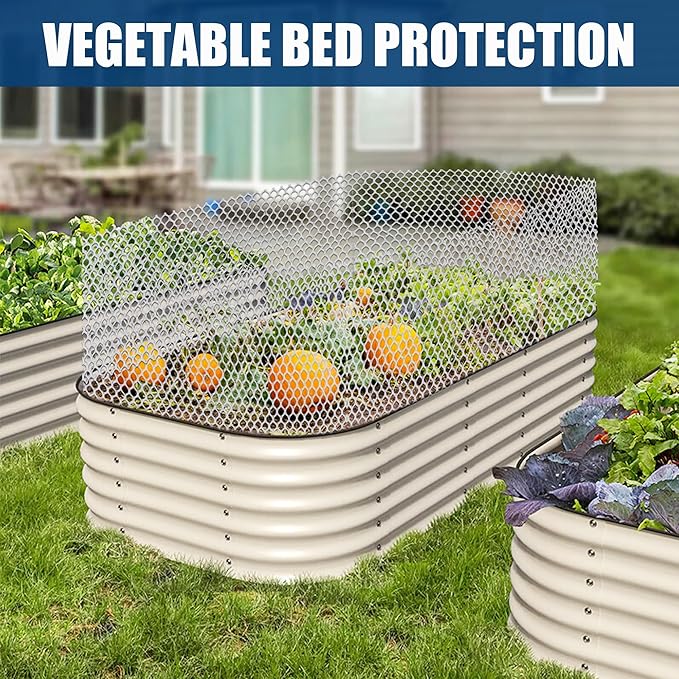White Plastic Chicken Wire Mesh 15.7IN x 10FT 500GSM - for Garden,Poultry,Dogs,Rabbit,Crafts,Agricultural & Floral Fencing - Durable Plastic Chicken Wire Mesh Fencing & Netting Roll