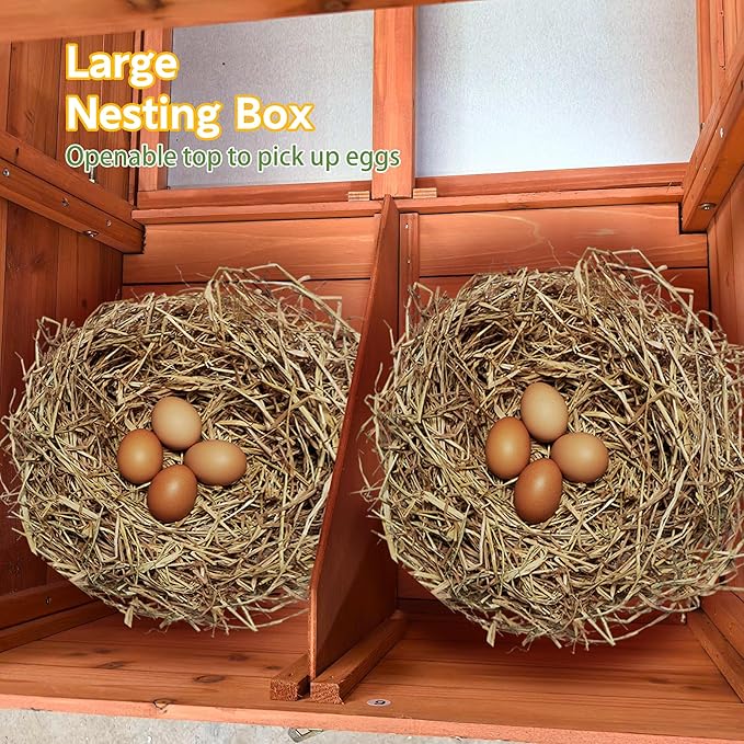 Wooden Chicken Coop for 2-4 Chickens with Nesting Box, 69.9" Large Chicken House Poultry Pet Hutch with Waterproof Roof, Outdoor Chicken Tractor with Secure Lock and Pull-Out Tray, Natural