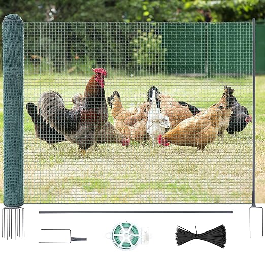 Non Electric Fence Netting, 40in x 100ft Nylon Portable Movable Livestock Nets Mesh for Chickens,Goats, Sheep, Dog, All-Purpose Fencing for Backyard Homesteader Farm Ranche