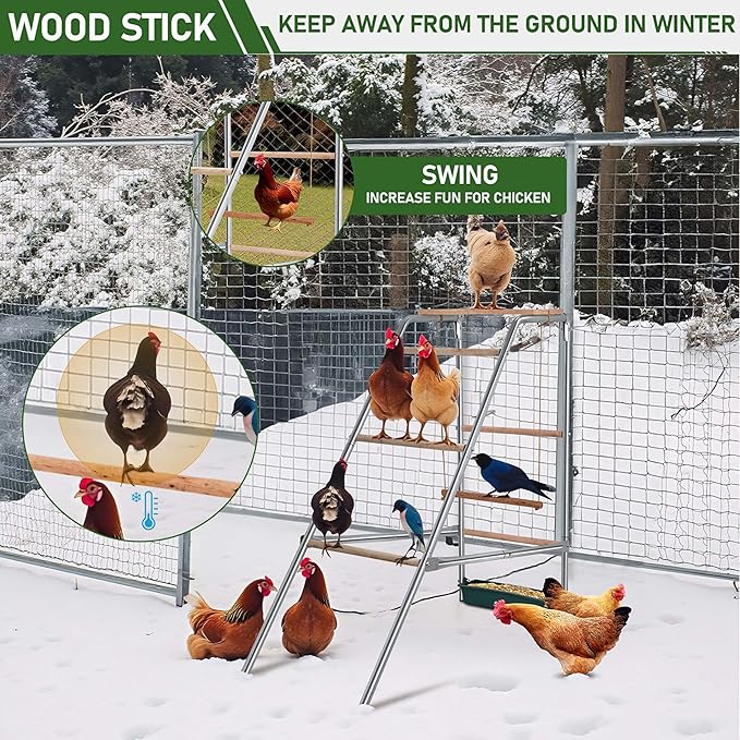 Chicken Roosting Perch and Bars with Leg Bands for Coop - Perfect for Backyard & Farm Poultry Hens, Chicken Run, Easy to Assemble and Clean