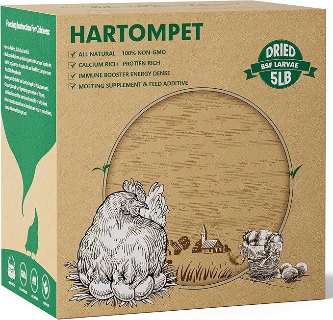 5LB Non-GMO Dried Black Soldier Fly Larvae for Chickens, Superior Calcium Boost, Better Than Dried Mealworms, Poultry Feed Ideal for Molting & Laying Hens, Wild Birds, Ducks | Top Grade BSF
