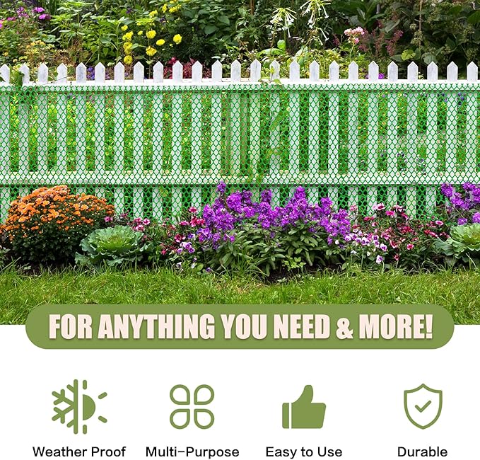 Plastic Pet & Garden Fence - Green 15.7in X 33ft Roll Multi-Use Decorative Chicken Wire Fencing for Poultry, Gardening & Animal Barriers