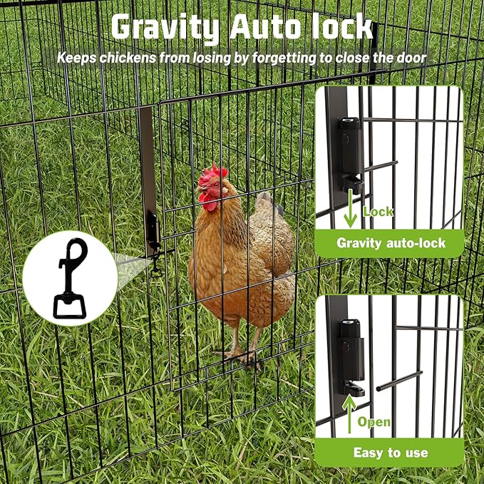 Metal Chicken Coop 42"×40"×40" Chicken Run with Waterproof Cover Portable Poultry Cage Walk in Hen House Outdoor Backyard Farm Animal Enclosure Crate Pet Playpen Exercise Pen for Rabbit Duck