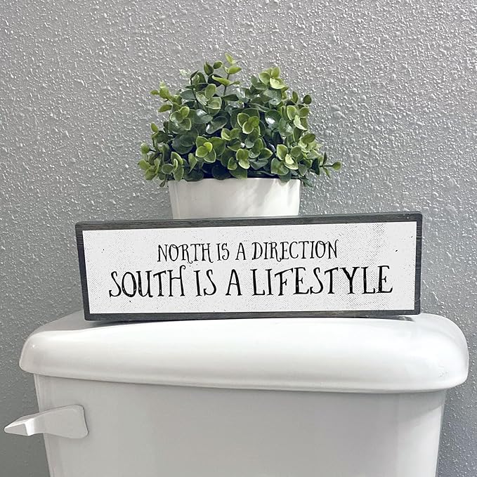 Wood & Metal Southern Sign – Weatherproof Indoor Outdoor Wall Decor – Rustic Charm with "North Is A Direction South Is A Lifestyle" – Gift-Wrapped & Ready to Give