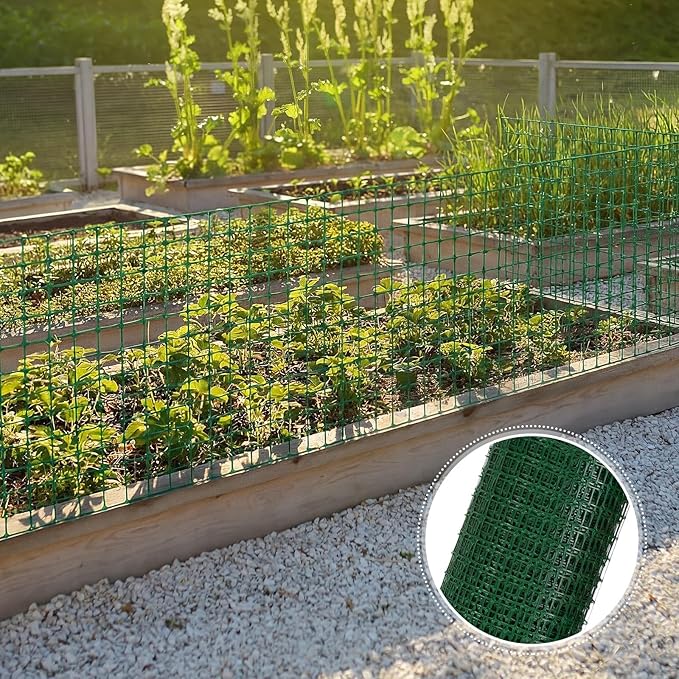 Preboun 3 x 164 ft Plastic Mesh Fence Plastic Safety Fence Roll Reusable Animal Construction Barrier Netting Temporary Pool Fencing Snow Fences for Construction Animal Garden Fencing (Green)