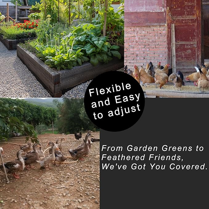 15.7IN x 11FT Black Chicken Wire mesh,Comes with 20 Twist Ties and Gloves,Plastic Chicken Wire Fencing,Poultry Netting,Poultry Fence,Chicken Wire for Crafts,Plastic Garden Fencing,Floral Chicken Wire