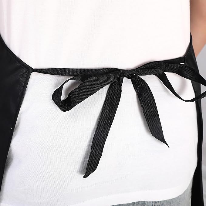 2 Pack Extra Long Bib Apron Set, Waterproof and Durable, Large Size 43.3x28.7 Inch, Black PVC Vinyl Coated, Ideal for Dog Grooming, Dishwashing, Butcher, Labs, Carpentry Work and Workshops