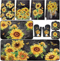 10 Pcs Vintage Sunflower Kitchen Dish Towels Rugs Oven Mitts and Pot Holders Set Farmhouse Kitchen Decor Set for Women Mom Daughter Gift Cooking Baking Grilling(Vintage Gray)