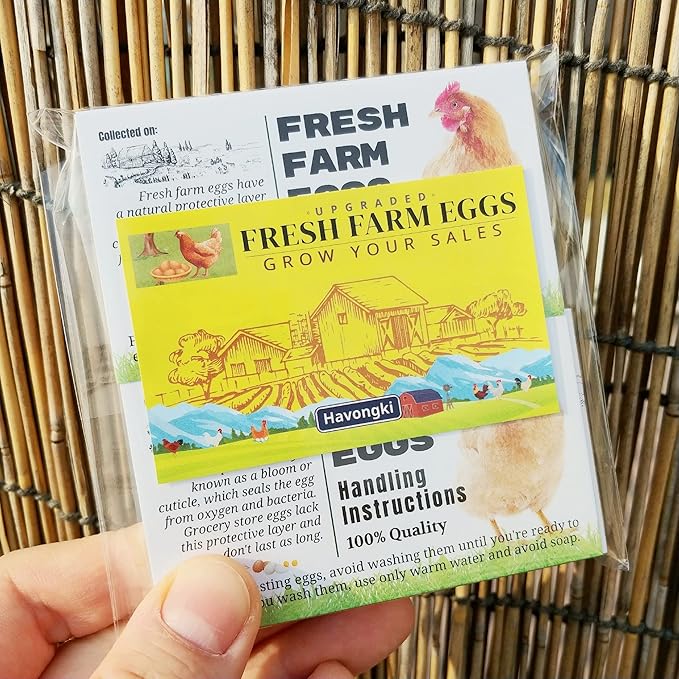 100 Pack Premium Fresh Farm Eggs Handling Instructions Care Accessories Cards Labels | Egg Blank Cartons 4 6 12 15 18 30 48 50 Count Basket Box Container Storing Extra Organizer -M11CH100