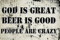 Christmas Gifts God Is Great Tin Sign Beer Is Good Bar Pub Funny Gift Metal Sign Bar Decor Scene Decor Wall Decor 8x12 in