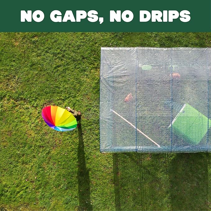 Omlet Clear Chicken Run Tarp | Durable Weatherproof Cover for Poultry Runs | Full Protection from Rain, Wind & Snow | Includes Bungees | UV Resistant Coating | 9ft x 9ft