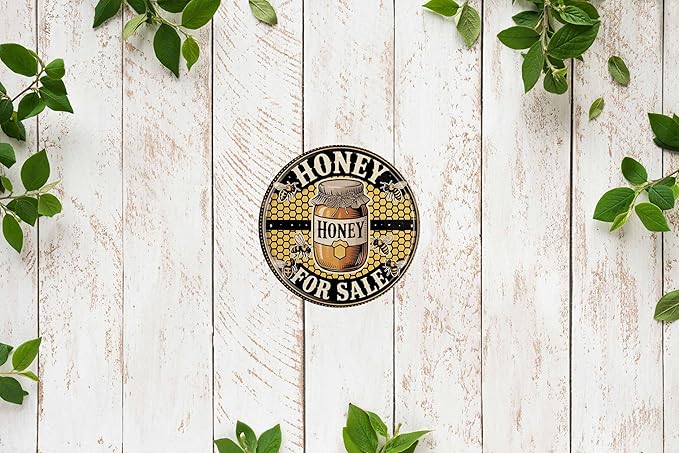 CSWLJS Honey For Sale Metal Tin Sign 8x8 In Kitchen Farm Wall Art Decor