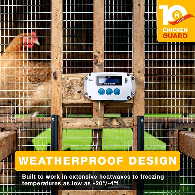 ChickenGuard Automatic Chicken Coop Door Opener, Power by Solar/Batteries/Electric. Strong Motor Lifts 2kg; Timer/Light Sensing; Motor Units only or Combination Kits (PRO + Batteries)