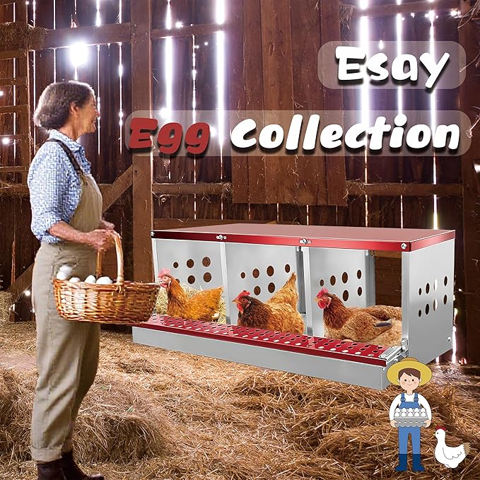 XINYI Chicken Nesting Boxes for Laying Eggs, Metal Coop for 3 Chickens,Roll Away Nesting Boxes,Easy Egg Collection, Brooder Box for Rabbit, Squirrel, Parakeet, Owl, Cockatiel, Robin