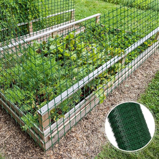 Preboun 2 x 164 ft Plastic Mesh Fence Plastic Safety Fence Roll Reusable Animal Construction Barrier Netting Temporary Pool Fencing Snow Fences for Construction Animal Garden Fencing(Green)