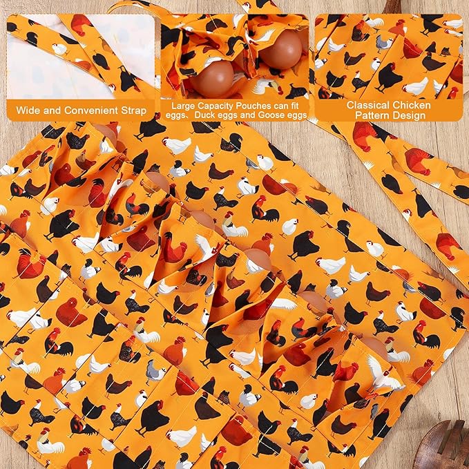Egg Collecting Apron, 12 Pouches Chicken Egg Apron, Farmhouse Aprons for Chicken, Duck, Goose, Poultry Collection